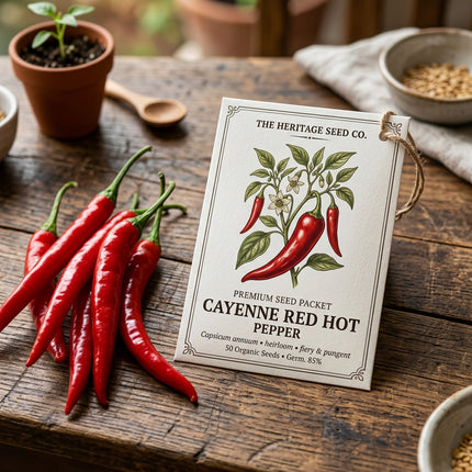 50 Cayenne Pepper Seeds for Planting - Long & Fiery Hot Vegetable Seeds for Home Garden - Grow Hot Peppers for Flakes and Sauce