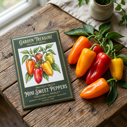 50 Mini Sweet Pepper Seeds for Planting - Colorful & Exceptionally Sweet Seeds for Home Garden - Grow Bite-Sized Snacking Peppers