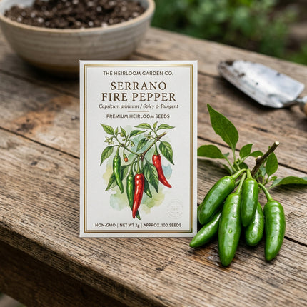 50 Serrano Pepper Seeds for Planting - Highly Productive Hot Vegetable Seeds for Home Garden - Grow Authentic Crisp Mexican Chilies