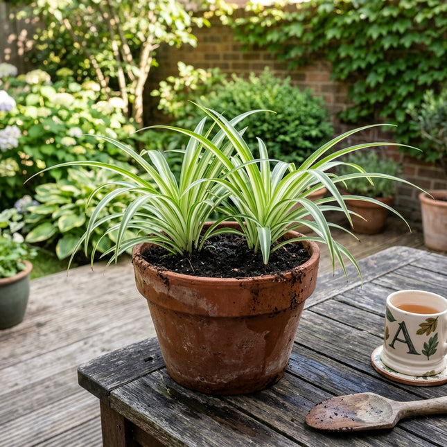 Set of 2 Live Variegated Spider Plant Cuttings - Rooted Houseplant Starter Plant for Indoor Home Decor and Air Purification