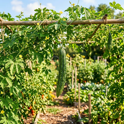 15 Green Bitter Melon Seeds - Heirloom Balsam Pear Seeds for Planting - Fast-Growing Asian Vegetable Vines for Gardeners