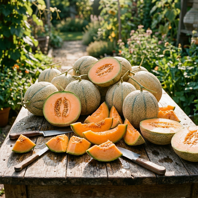25 Heirloom Cantaloupe Seeds - Sweet Orange Melon Seeds for Planting - Grow Juicy, Delicious Melons in Your Backyard Garden