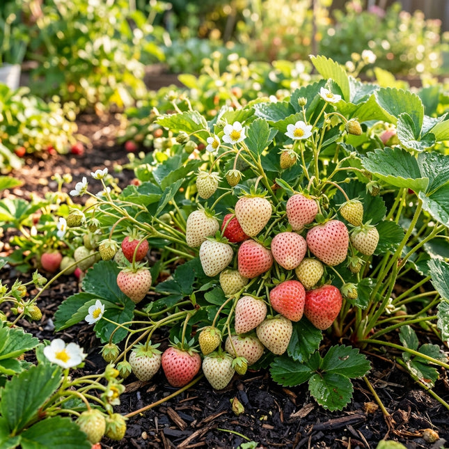 200 Cream Strawberry Seeds - Hardy Perennial Fruit - Vibrant Multi-Color Harvest for Spring and Summer