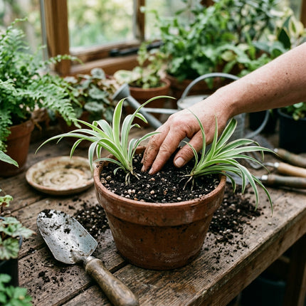 2 Live Variegated Spider Plant Cuttings - Rooted Houseplant Starter Plant for Indoor Home Decor and Air Purification