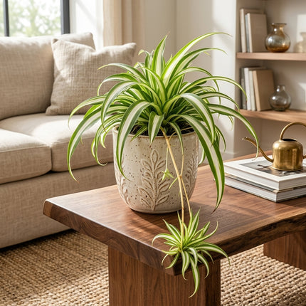 Live Spider Plant in 4" Nursery Pot - Chlorophytum Comosum with Cascading Spiderettes