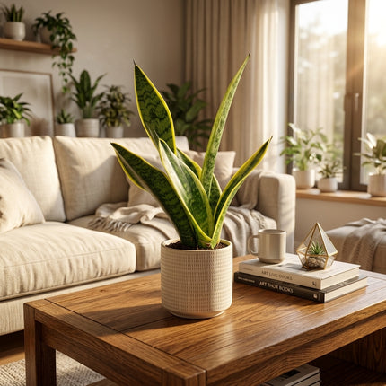 Live Snake Plant in 4" Nursery Pot - Sansevieria Laurentii with Yellow Edges - Low Light & Drought Tolerant Indoor Houseplant