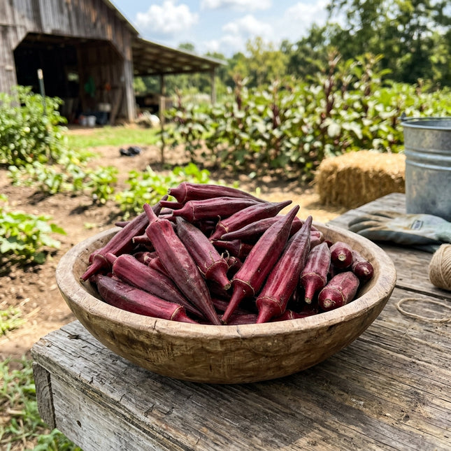 Red Burgundy Okra Seeds - 50 Seeds