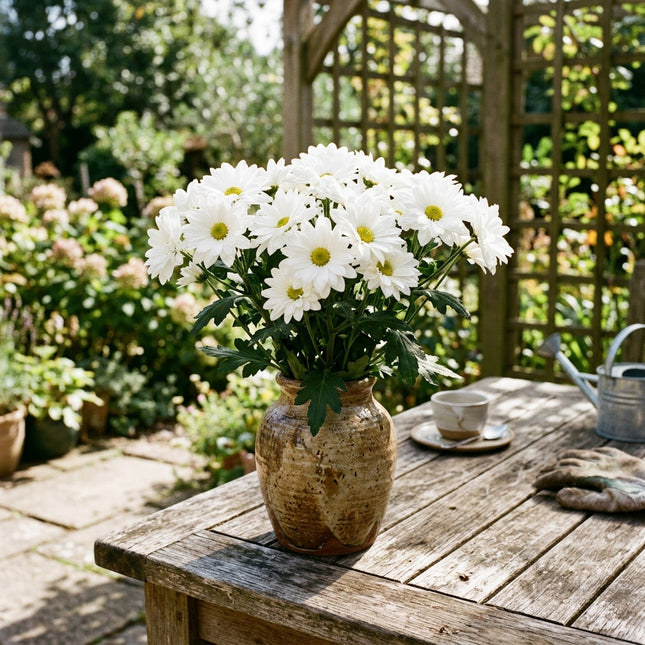 50 Premium Snow White Chrysanthemum Seeds - Beautiful Garden Flowers for Planting