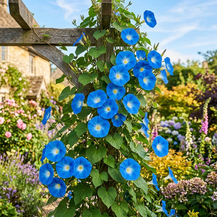 100 Heavenly Blue Morning Glory Seeds for Planting - Variety for Home Gardening