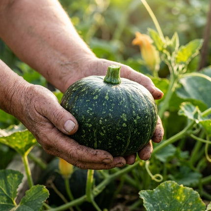 15 Japanese Kabocha Squash Seeds - Sweet Green Pumpkin Seeds for Planting - Enjoy Rich, Chestnut-Flavored Winter Squash from Your Garden
