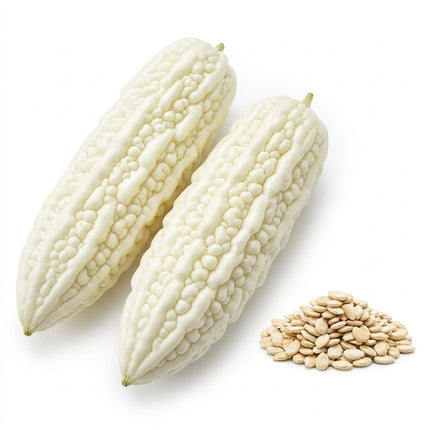 15 White Pearl Bitter Gourd Seeds - Rare Heirloom Balsam Pear Seeds - Grow Mildly Bitter White Melons for Asian Cuisine
